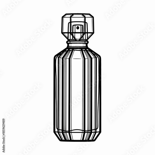Tall Art Deco perfume bottle with vertical geometric facets