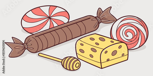 Sweet Treats and Honey Vector Illustration