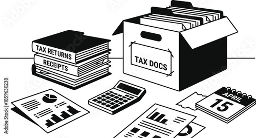 Tax Document Organization Flat Vector Illustration Concept