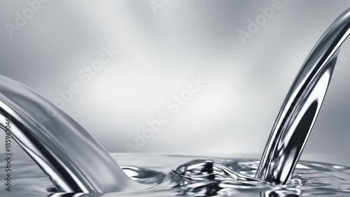 Wallpaper Mural Sleek Metallic Faucet with Elegant Design and Soft Flowing Water Against a Gray Background Torontodigital.ca