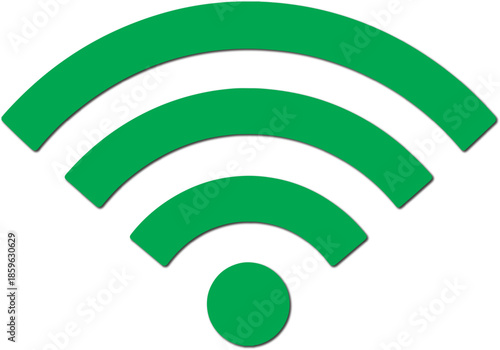 Green Wi-Fi signal icon representing wireless internet connectivity and network strength ideal for technology and communication concepts isolated on white background