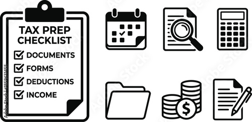 Tax preparation checklist flat design vector illustration