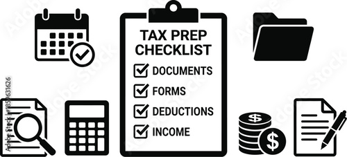 Tax preparation checklist flat design vector illustration
