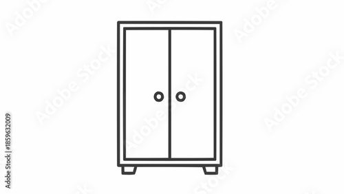 Simple Line Art Illustration of a Minimalist Wardrobe or Cabinet Icon.