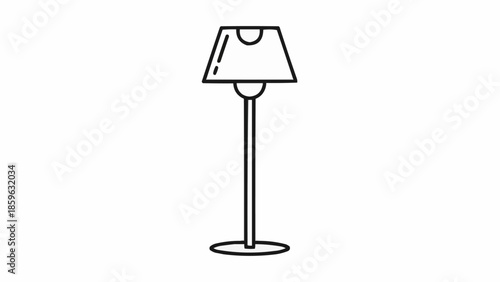 Simple Line Art Illustration of a Modern Floor Lamp.