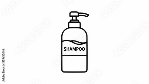 Simple Line Art Illustration of a Shampoo Bottle with Dispenser.