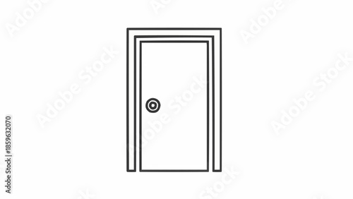 Simple line art illustration of a closed door with a knob.