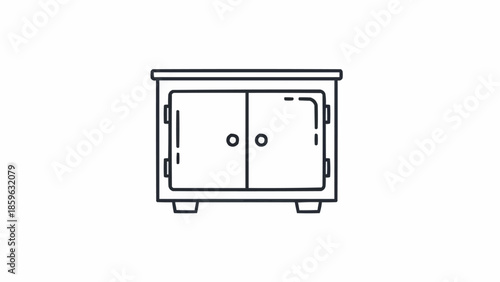 Simple Line Drawing of a Cabinet with Two Doors.