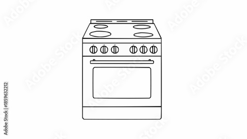 Simple line drawing of a modern kitchen stove and oven.