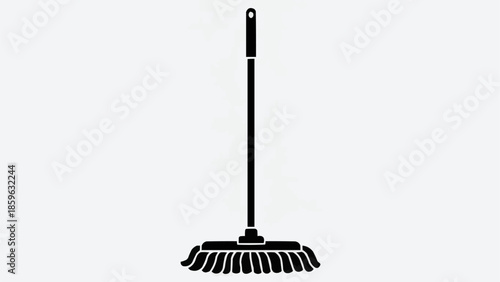 Simple illustration of a cleaning mop with a long handle.