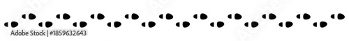 Human footprints tracking path on white background, Shoes trail track vector illustrations, shoe track in black silhouette
