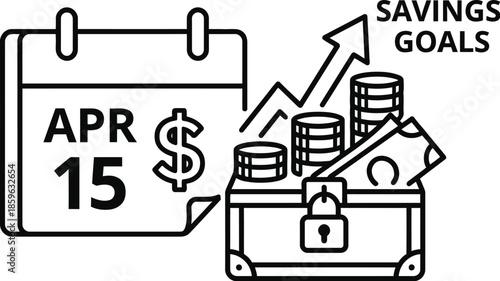 Tax season savings goals financial planning concept.