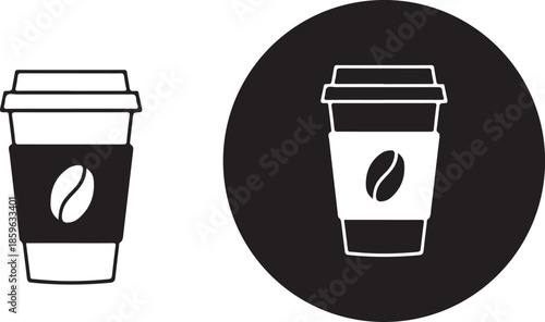 Coffee cup vector icon. Paper coffee cup icon isolated on white background. Coffee icons. Linear coffee cup icons. Various cups of coffee. Vector illustration Coffee icons. 