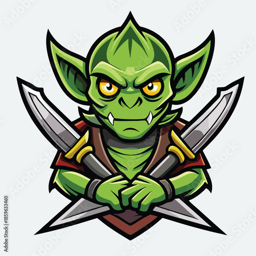 design logo vector cartoon icon mascot illustration goblin crossed fantasy