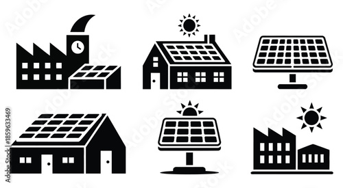 renewable energy solar panels for residential and industrial use vector illustration sustainable power clean energy eco-friendly electricity concept design.