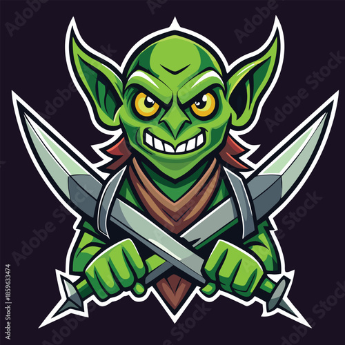 design logo vector cartoon icon mascot illustration goblin crossed fantasy