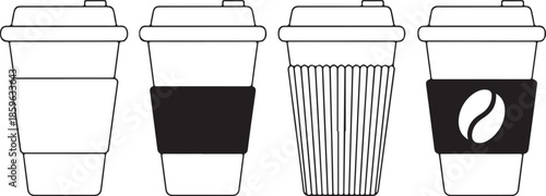 Coffee cup vector icon. Paper coffee cup icon isolated on white background. Coffee icons. Linear coffee cup icons.  Vector illustration Coffee icons. coffee cup icons vector graphics for web designs