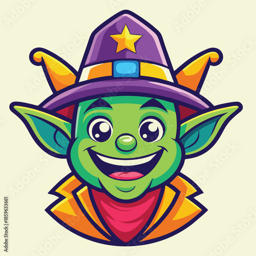 design logo vector cartoon icon mascot illustration happy goblin wizard