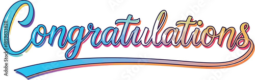 Congratulations text with a colorful gradient on a white background, perfect for celebrations and achievements
