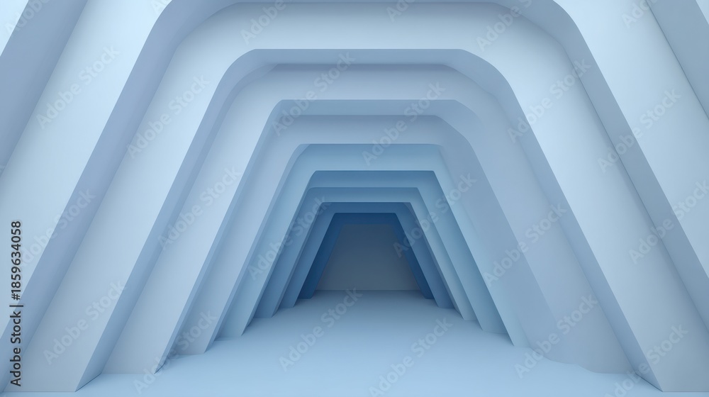 Obraz premium Modern abstract tunnel with smooth curves in a minimalist design, creating a serene atmosphere ideal for artistic backgrounds and creative projects.