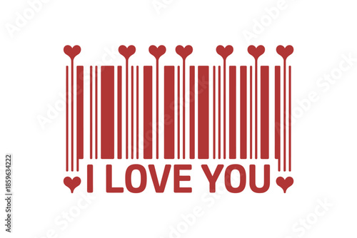 A unique barcode design symbolizing love and affection with an 'i love you' message