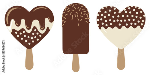 Delicious variety of chocolate-covered ice cream pops and bars, perfect for a sweet treat
