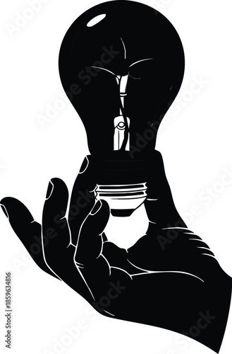 Lightbulb Icon: Hands holding bulbs. Symbol of creativity and inspiration.