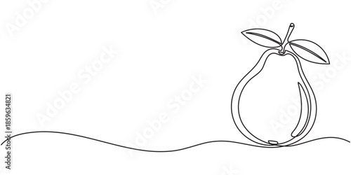 Guava one continuous line design. Fruits symbol design concept. Decorative elements drawn on a white background, guava farang fruit one solid line vector illustration, single minimal line drawing pro