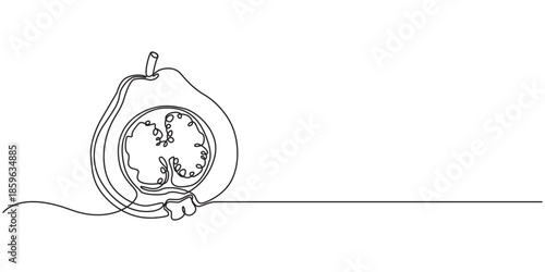Guava one continuous line design. Fruits symbol design concept. Decorative elements drawn on a white background, guava farang fruit one solid line vector illustration, single minimal line drawing pro