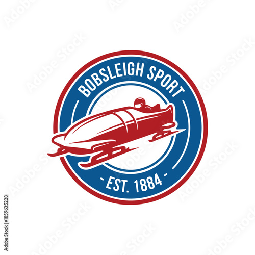 Vintage bobsleigh sport logo with classic typography and historical winter sports identity.