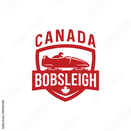 Canada bobsleigh shield logo representing national winter sports, strength, and speed.