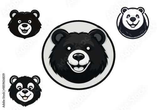 Fierce grizzly bear head vector mascot logo with aggressive expression, isolated grizzly bear roar for sports branding.