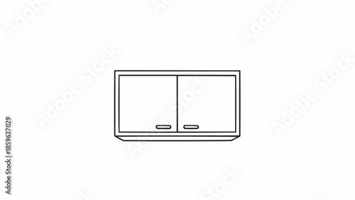 Simple Line Drawing of a Two Door Cabinet.