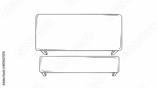 Simple Line Drawing of Two Rectangular Sofas or Benches.