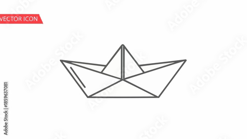 Simple origami paper boat illustration on a white background.