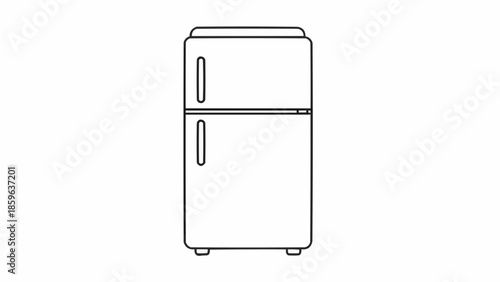 Simple outline drawing of a vintage refrigerator.