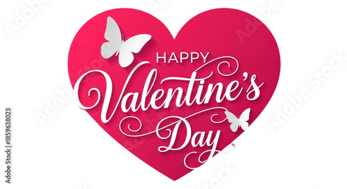 Romantic Valentine's Day Heart with Butterflies for Love Celebrations and Greeting Cards