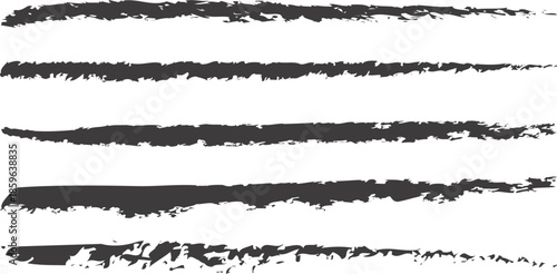 Collection of five black ink brush strokes on white background