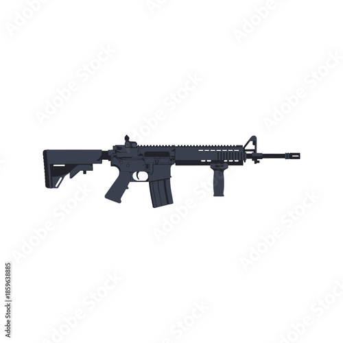 Automatic M16 assault rifle and M4 machine gun weapon isolated on white background for military army war illustration