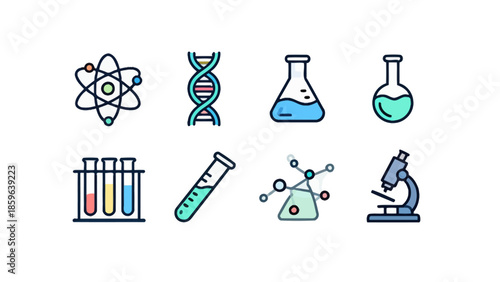 Science icons on white background