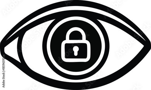 Security awareness symbol. Eye icon with a lock representing privacy and protection. Concept of data security.