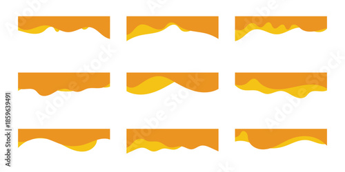 Border shape for website design. Vector banner header and separator. Background section and frame template. Abstract curve top headline. Border shape wave design, dividers shapes, frame template curve