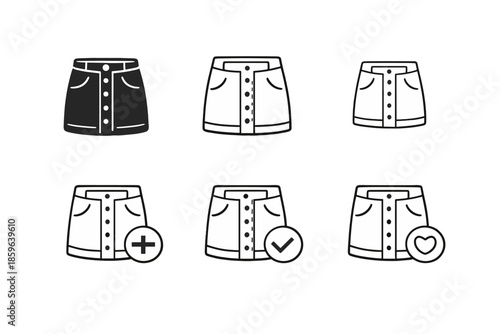 Collection of Skirt Icons with Interactive Elements