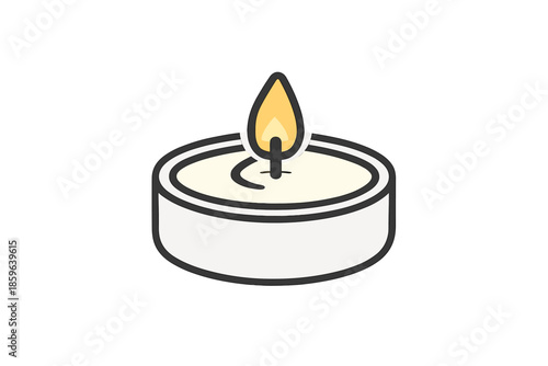 Simple Candle Icon with Flame