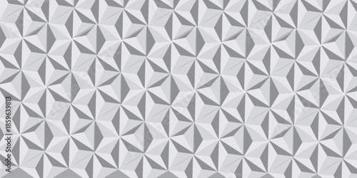 White and gray tile decorative seamless triangle texture. Geometric polygonal background. Elegant 3d ceramic pattern