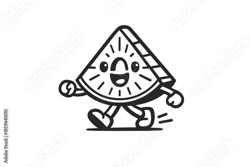 Cartoon slice of watermelon character walking