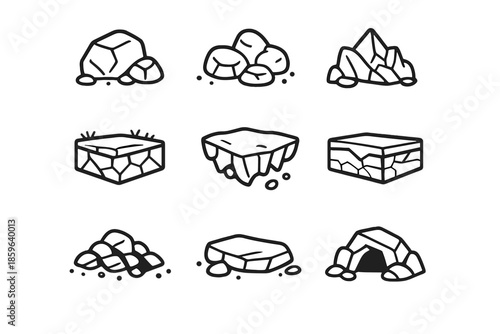 Set of stylized rock and stone assets