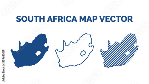 South Africa map vector illustrations in various styles are shown