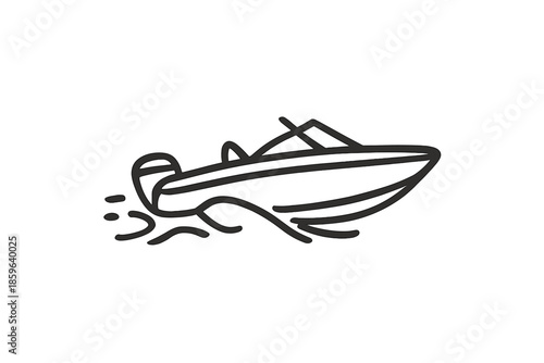 Speedboat outline on a grey gradient background