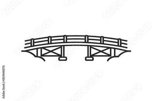 Black Outline Bridge Icon on Gray Background